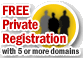 Free Private Registration with five or more domains