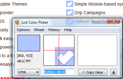 copy colors from website, hotkey