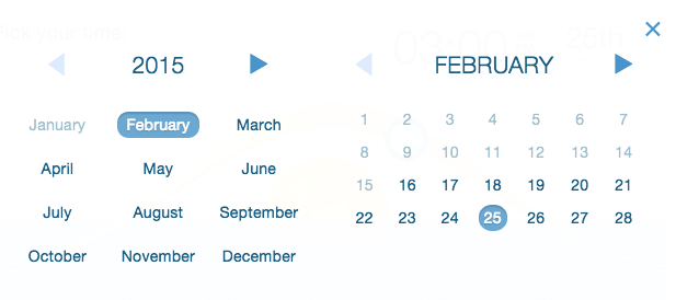 select year, month, and date for future scheduled mailing