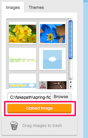 the final step to upload an image, is clicking the upload button in GoDaddy Email Marketing