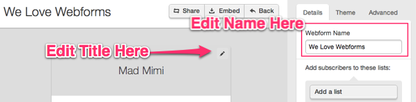 Where to Edit Name and Title 