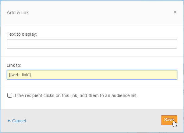 add web link macro to URL field only in order to create hidden web link in GoDaddy Email Marketing campaign, to show thumbnail on Dashboard