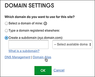 Click Domain Alias at bottom of window