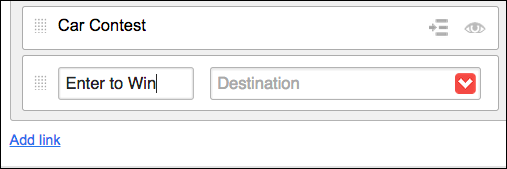 Use the Destination menu or field to link the menu item to a page