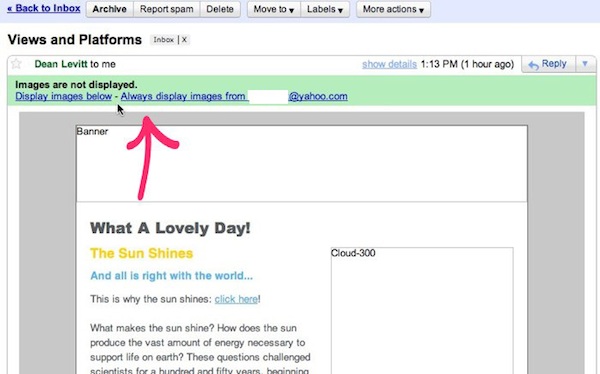 If images aren't loading in Gmail, click 