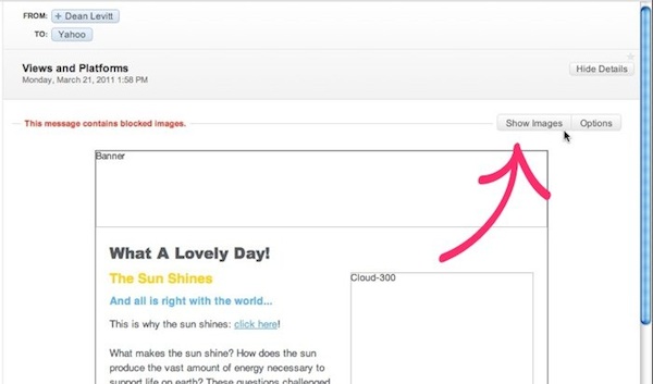 If images aren't loading in Yahoo, click the 
