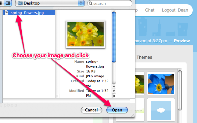 Then select your image file and click open